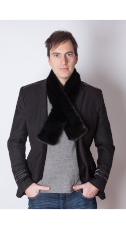 Black mink fur scarf - unisex